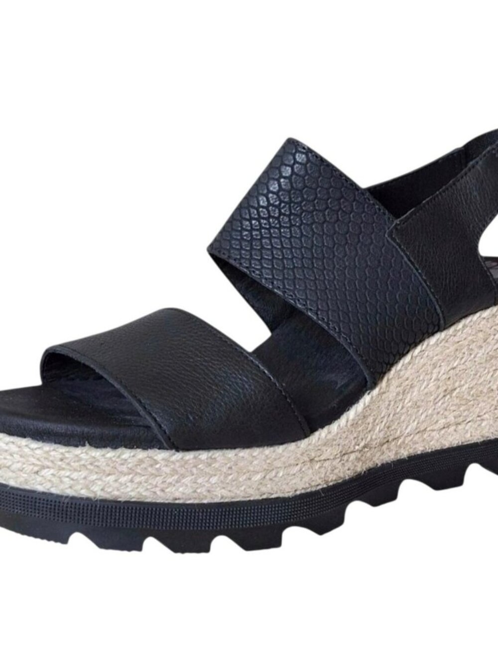 Sorel Joanie ll Slingback Platform Wedge Espadrille Sandals Womens 7.5 Black NEW - Picture 2 of 13